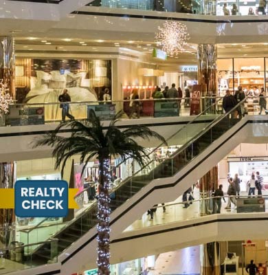 By how much has financial conditions of shopping malls improved post pandemic?