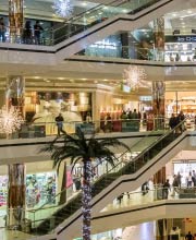 By how much has financial conditions of shopping malls improved post pandemic?